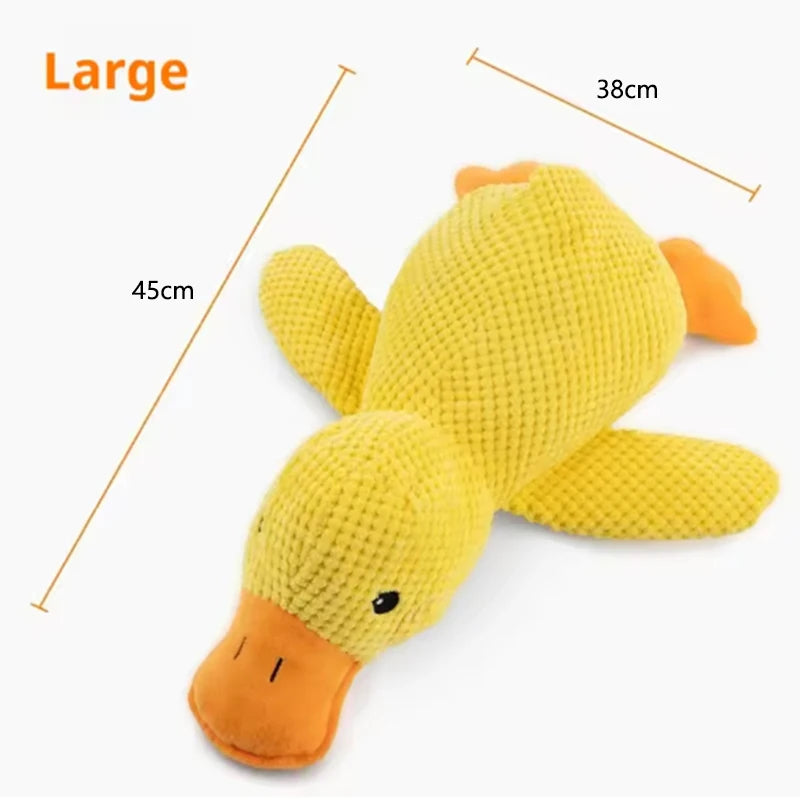 Interactive Calming Duck Plush – Durable Squeaky Dog Toy for Anxiety Relief & Dental Cleaning – Soft Stuffed Chew Toy for Puppies & Small Dogs