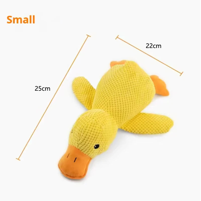 Interactive Calming Duck Plush – Durable Squeaky Dog Toy for Anxiety Relief & Dental Cleaning – Soft Stuffed Chew Toy for Puppies & Small Dogs