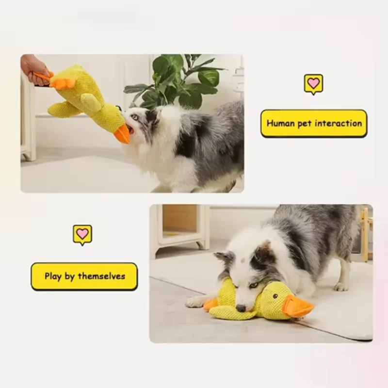Interactive Calming Duck Plush – Durable Squeaky Dog Toy for Anxiety Relief & Dental Cleaning – Soft Stuffed Chew Toy for Puppies & Small Dogs