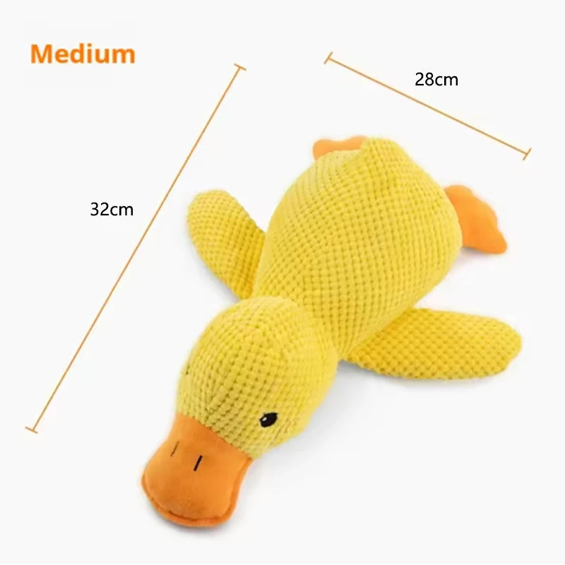 Interactive Calming Duck Plush – Durable Squeaky Dog Toy for Anxiety Relief & Dental Cleaning – Soft Stuffed Chew Toy for Puppies & Small Dogs