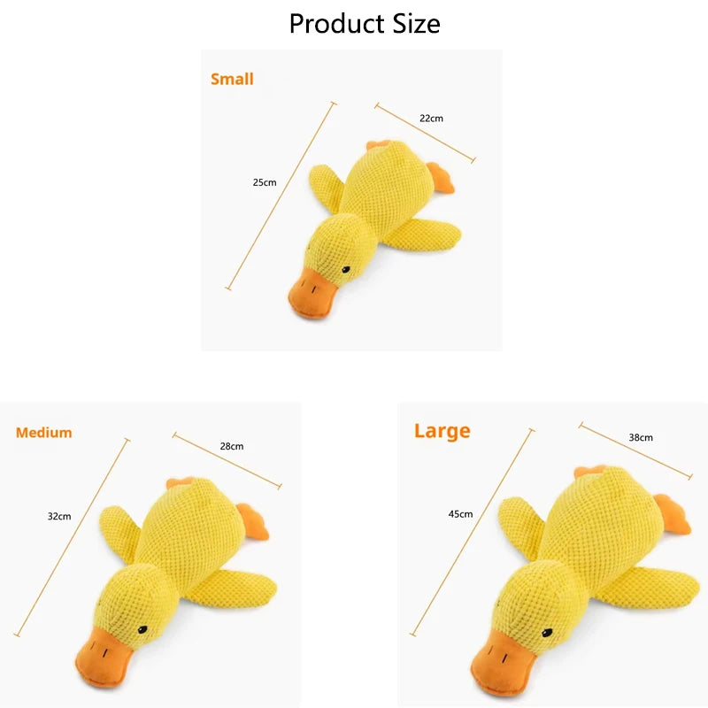 Interactive Calming Duck Plush – Durable Squeaky Dog Toy for Anxiety Relief & Dental Cleaning – Soft Stuffed Chew Toy for Puppies & Small Dogs