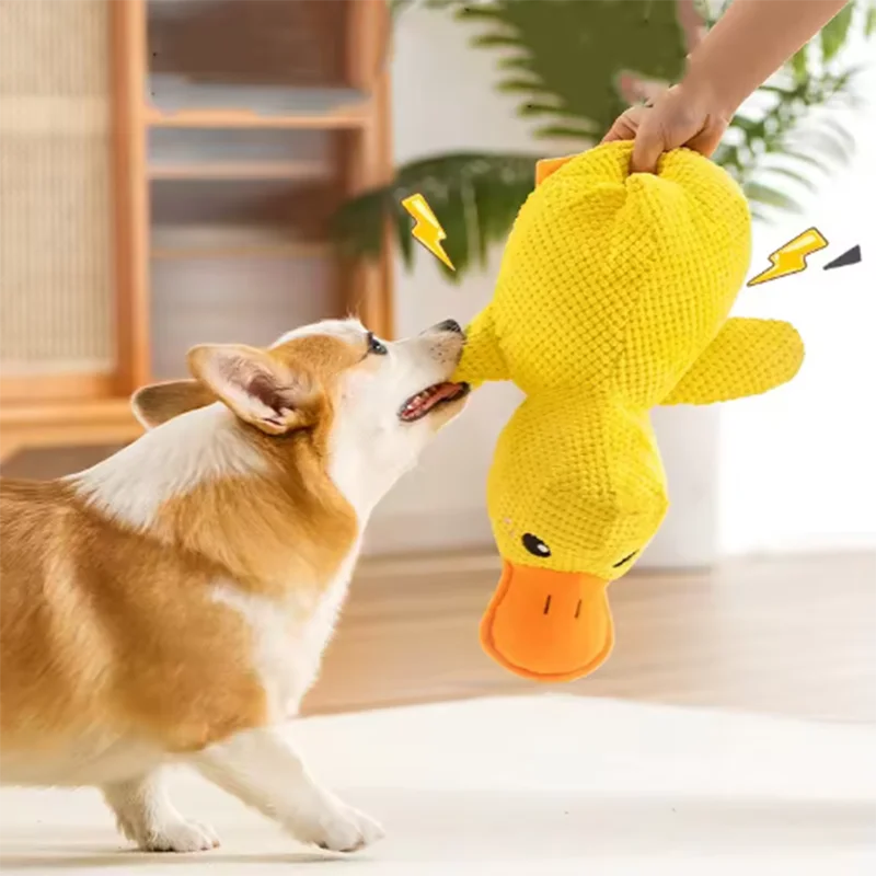 Interactive Calming Duck Plush – Durable Squeaky Dog Toy for Anxiety Relief & Dental Cleaning – Soft Stuffed Chew Toy for Puppies & Small Dogs