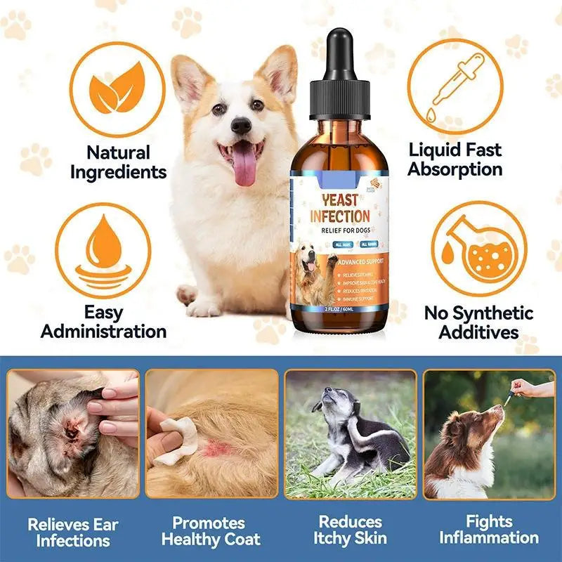 60ML Dog Pet Vitamin Drops Gentle Care Supplement To Maintain Healthy Coat and Skin Pet Ear Drops, Ear Cleansers